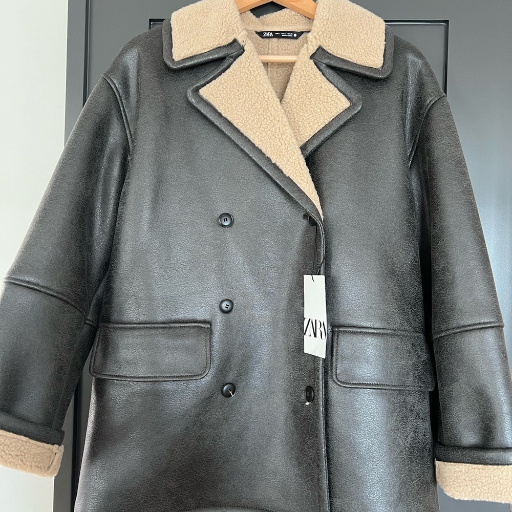 Zara Black and Cream Coat